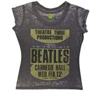 The Beatles T-Shirt Carnegie Hall Official Women's Short Sleeve Burnout M Charcoal