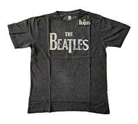 The Beatles T Shirt Drop T Band Logo Official Unisex Charcoal Grey M