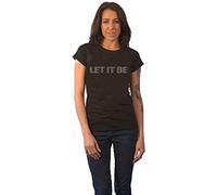 The Beatles T Shirt Let It Be Diamante Logo Official Womens Skinny Fit Black S