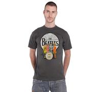 The Beatles T Shirt SGT Pepper and DrumBand Logo Official Mens Charcoal Grey Small