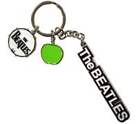 The Beatles Text Logo Drop T Drum & Apple Charms Keychain