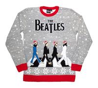 The Beatles Unisex Adult Drop T Abbey Road Christmas Sweatshirt (L) (Grey)