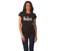 (M, Black) The Beatles Drop T Logo Skinny Fit Tee