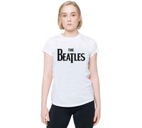 The Beatles Women's Drop T Band Logo Skinny Fit T-Shirt in White | Size: Large The Beatles White L
