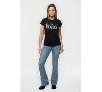 The Beatles Women's Drop T Logo Skinny Fit T-Shirt in Black | Size: Large The Beatles Black L