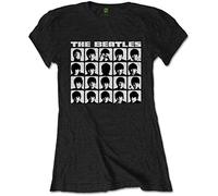 The Beatles Women's Hard Days Night Faces Mono Regular Fit Crew Neck Short Sleeve T - Shirt, Black (Black Black), 12 (Manufacturer Size:Large)