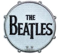The Beatles Woven Drum Logo Iron On Patch (One Size) (White/Black)