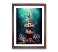 The Beautiful Coral Reef Framed Print | A4 Walnut Framed Wall Art | Ready to Hang | Modern Nature Picture | Living Room Bedroom Lounge Office