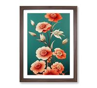The Beautiful Flowers Framed Print | A4 Walnut Framed Wall Art | Ready to Hang | Modern Floral Picture | Living Room Bedroom Lounge Office