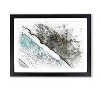The Beautiful Maldives Sketch Modern Art Framed Print | A3 Black Framed Wall Art | Ready to Hang | Modern Nature Picture | Living Room Bedroom Lounge Office