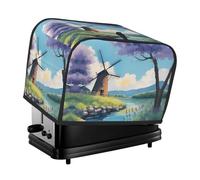 The beautiful river windmill toaster cover is suitable for 2 small toaster covers with wide slots and comes with a storage pocket to meet diverse baking needs.
