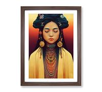 The Beautiful Woman Framed Print | A3 Walnut Framed Wall Art | Ready to Hang | Modern Nature Picture | Living Room Bedroom Lounge Office