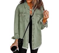 The Beauty North Denim Jacket Long Sleeve Pockets Denim Jean Jacket Casual Long Boyfriend Coats Women's Jean Button Down (Light Green,M)