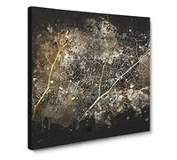 The Beauty of an Autumn Leaf Paint Splash Modern Canvas Wall Art Print Ready to Hang, Framed Picture for Living Room Bedroom Home Office Décor, 20x20 Inch (50x50 cm)