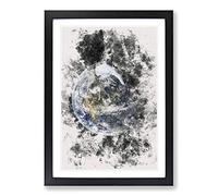 The Beauty of Planet Earth Watercolour Framed Print | A2 Black Framed Wall Art | Ready to Hang | Modern Space Picture | Living Room Bedroom Lounge Office