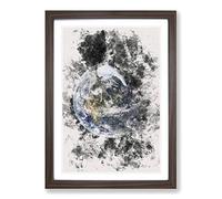 The Beauty of Planet Earth Watercolour Framed Print | A2 Walnut Framed Wall Art | Ready to Hang | Modern Space Picture | Living Room Bedroom Lounge Office