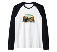 The Beauty of Stillness Retro Cat & Coffee Raglan Baseball Tee