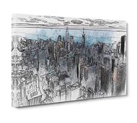 The Beauty Of The Chicago Skyline In Abstract Modern Art Canvas Wall Art Print Ready to Hang, Framed Picture for Living Room Bedroom Home Office Décor, 24x16 Inch (60x40 cm)