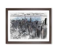 The Beauty Of The Chicago Skyline In Abstract Modern Art Framed Print | A2 Walnut Framed Wall Art | Ready to Hang | Abstract Cityscape Picture | Living Room Bedroom Lounge Office