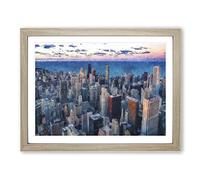 The Beauty Of The Chicago Skyline Painting Modern Art Framed Wall Art Print, Ready to Hang Picture for Living Room Bedroom Home Office Décor, Oak A3 (46 x 34 cm)