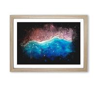 The Beauty of The Earths Landscape Paint Splash Framed Print | A2 Oak Framed Wall Art | Ready to Hang | Modern Nature Picture | Living Room Bedroom Lounge Office