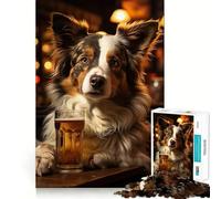 The Beer Sipping Dog 1000 Teenager Pieces Jigsaw Puzzle Mind Exercise Toy Bonding Time Precision Cut Art Collection Piece (38x26cm)
