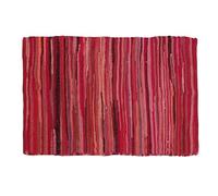 THE BEER VALLEY 100% Cotton Hand Woven Chindi Rag Rug 2'x3' - Red, Recycled Reversible Rug, Boho Rustic Farmhouse Rugs for Living Room, Kitchen, Dinning Room Entryway Floor Mat - 24"x36"