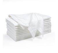 THE BEER VALLEY 12-Pack Hemstitched Dinner Napkins Oversized 20x20 - Cotton Fabric Tailored with Mitered Corner - Ideal for Events and Regular Use - White