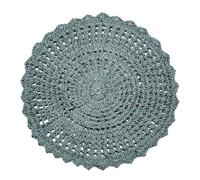 THE BEER VALLEY Hand Knit Crochet Rug 3 Feet Round - Spa Blue