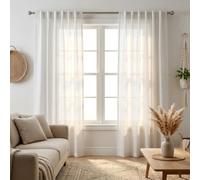 THE BEER VALLEY Semi Sheer Curtains 2 Pack White 96 Inch Long 50 Inch Wide