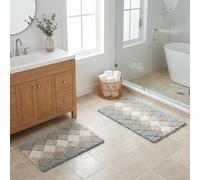 THE BEER VALLEY Set of 2 Albany Bath Rug 21x32/17x24 Inch - Grey Beige