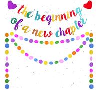 The Beginning of a New Chapter Banner - Colorful Garland Banners for Farewell Engagement Graduation New Job New House Warming Retirement Divorce Resignation Party Decorations