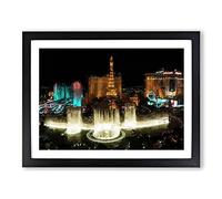 The Bellagio Hotel In Las Vegas Nevada Modern Art Framed Print | A2 Black Framed Wall Art | Ready to Hang | Modern Nature Picture | Living Room Bedroom Lounge Office