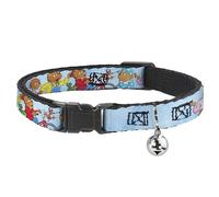The Berenstain Bears Cat Collar, Breakaway Collar with Bell, The Berenstain Bears Family Fun Day Pose Light Blue, 8.5 to 12 Inches 0.5 Inch Wide