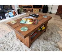 The Bespoke Carpentry Co Farmhouse Coffee Table with Storage - Length 60cm - Dark Oak