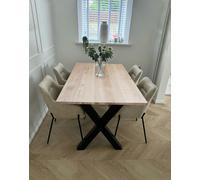 The Bespoke Carpentry Co Premium Solid Ash Table and Benches - Length 150cm - No Bench (4-6 Seater) - Natural Ash
