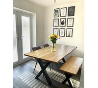 The Bespoke Carpentry Co Premium Solid Oak Table and Benches - American - Length 150cm - +2 Benches (4-6 Seater)