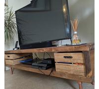 The Bespoke Carpentry Co TV Stand - Copper Legs - Length 220cm - Dark Oak