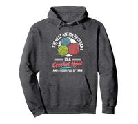 The Best Antidepressant Is A Crochet Hook And Yarn Crocheter Pullover Hoodie, Adult Unisex, Dark Heather Grey, XX-Large