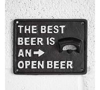 "The Best Beer is an Open Beer" Cast Iron Wall Mounted Bottle Cap Opener