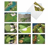 The Best Card Company 10 Assorted Thank You Note Cards Boxed Set 4 x 5.12 Inch with Envelopes (10 Designs, 1 Each) Golf Cards M6458TYG