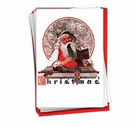 The Best Card Company - 12 Merry Christmas Cards with Envelopes - Boxed Cards with Santa Claus, Vintage Holiday Greetings (1 Design, 12 Cards) - Rockwell Holidays Book B6036AXSG
