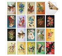 The Best Card Company 20 Assorted Blank Notes Boxed Set 4 x 5.12 Inch with Envelopes (20 Designs, 1 Each) Enchanted Garden AM10219OCB-B1x20