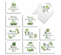 The Best Card Company 20 Assorted St. Patrick's Day Notecards Bulk Box Set 4 x 5.12 Inch with Envelopes (10 Designs, 2 Each) Elegant Shamrocks AM10987SPG-B2x10
