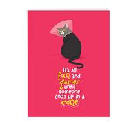 The Best Card Company - Oversize Get Well Pussycat Greeting Card 8.5 x 11 Inch with Envelope (1 Pack) Oversize Jumbo Catty Cards J6558BGWG
