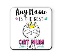 The Best Cat Mum Ever Personalised Custom Name One Coaster for Mug Tea Coffee Cup Customised
