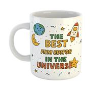 The Best Film Editor in The Universe - Funny Mug Gift for Coworker, Boss, or Team Member - Cute Ceramic Coffee Cup - Ideal for Retirement or Birthday