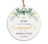 The Best Is Yet To Come Engaged Christmas Decorations Beautiful Christmas Tree Hanging Ornament Ceramic Xmas Pendant For Holiday Kitchen Wedding