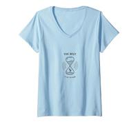 The Best is Yet to Come Inspirational Hourglass V-Neck T-Shirt, Women, Baby Blue, M