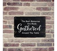 The Best Memories Are Made Gathered Around The Table Hanging Home Decor for House Front Metal Tin Sign 8x12inch